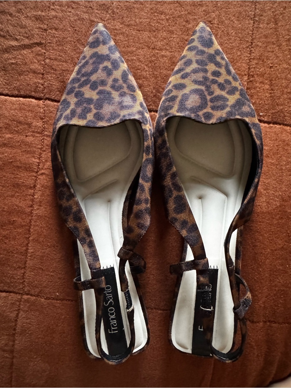 Franco Sarto Leopard-Print Pointed Slingback Flats - Brown